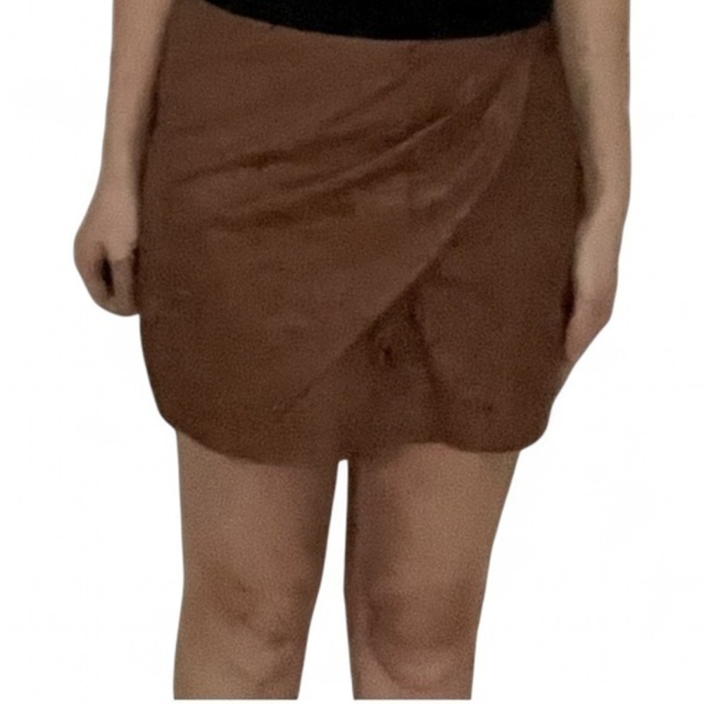 Free People brown vegan leather mini skirt, size 0.